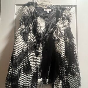 Kontrol Black and White Faux Fur Vest